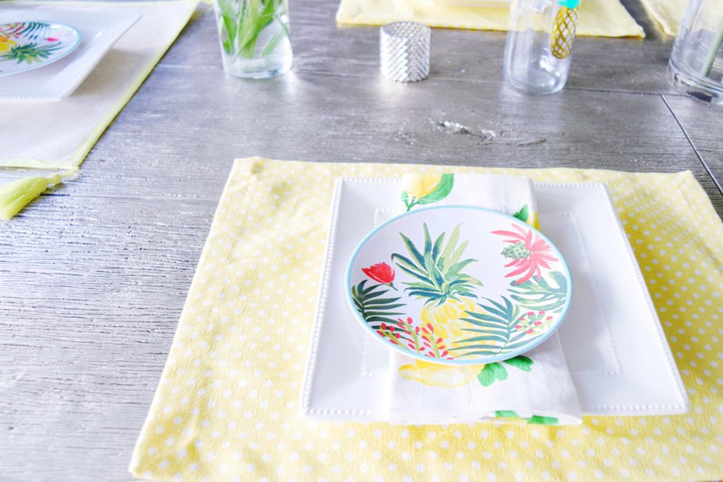 Summer Table Deor Flamingo Pineapple Lemon Tropical Decor