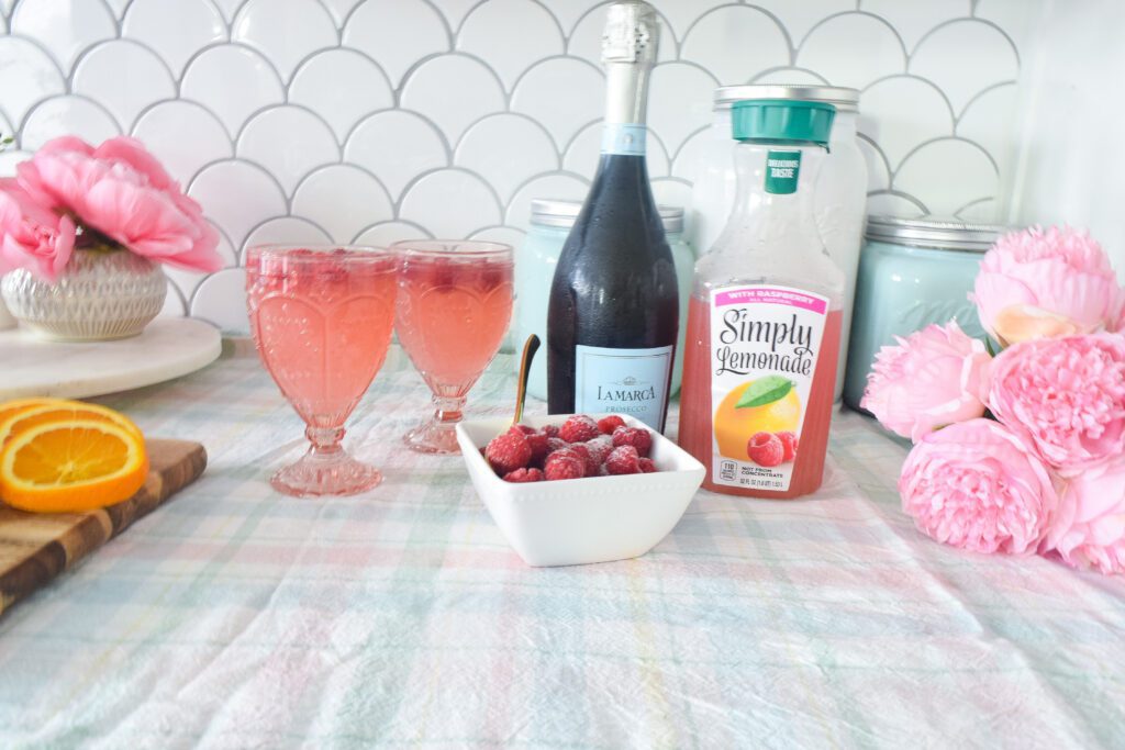 Sparkling raspberry lemonade mimosa easy brunch recipe 