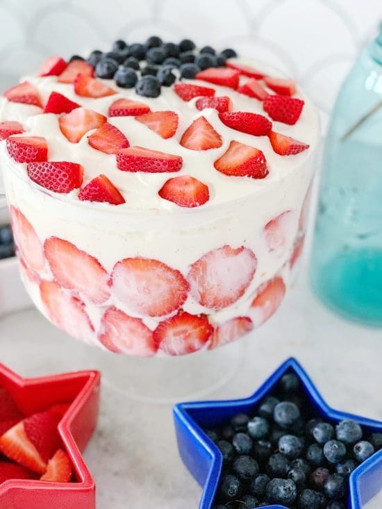 Patriotic Berry Trifle Dessert for 4th of July and Memorial Day