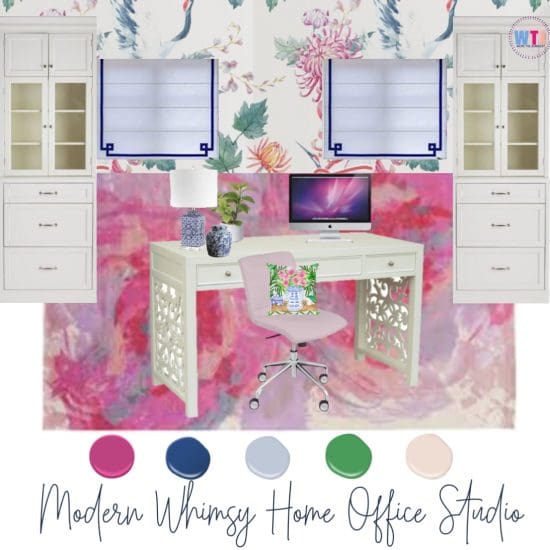 design board for home office studio for the one room challenge