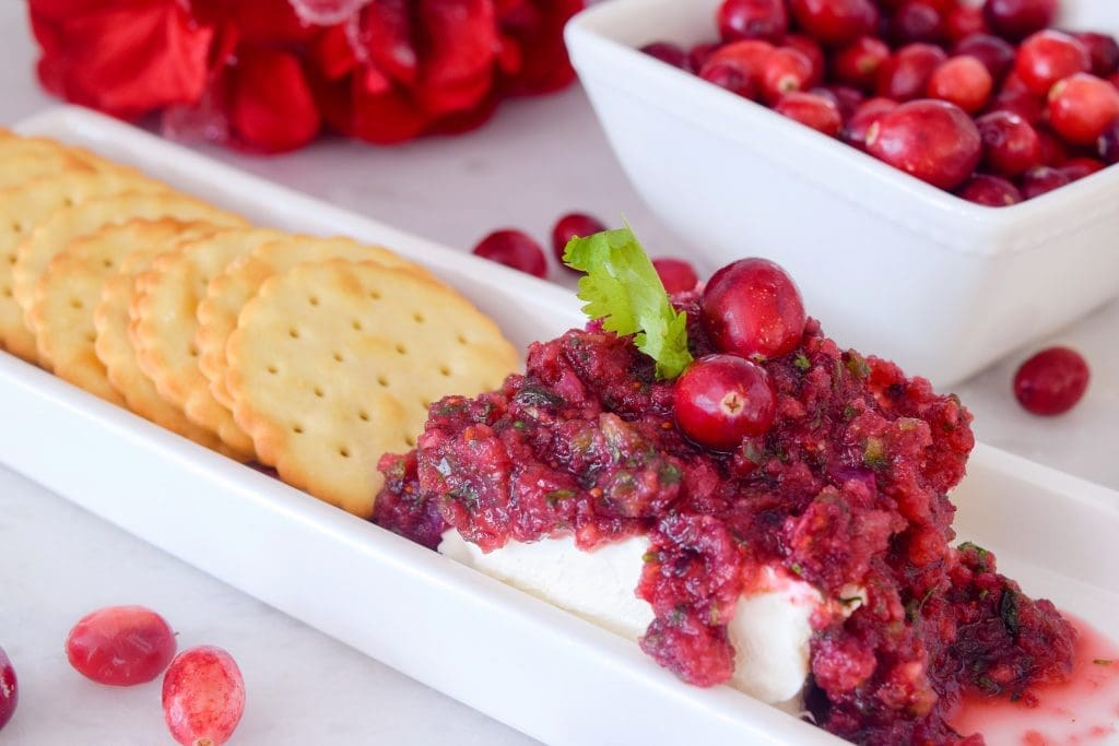 cranberry salsa over cream cheese