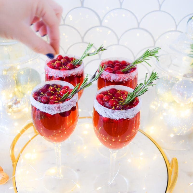 holiday drinks cranberry champagne cocktail recipe