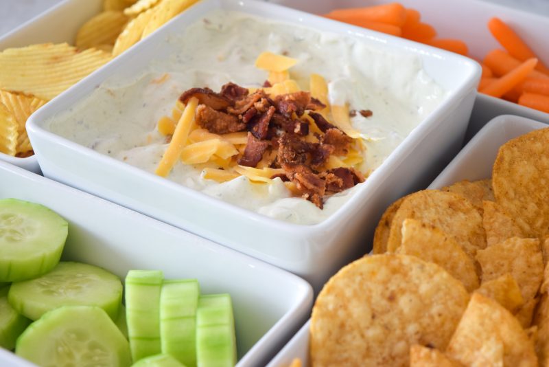 loaded bacon ranch dip easy appetizers for a crowd