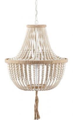 Safavieh Lighting Kristi 3-light Cream Adjustable Beaded Chandelier - Beach House Lighting