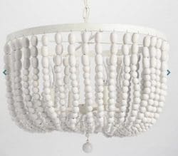 World Market Antique Whitewash Wood Bead 4 Light Chandelier - Coastal Style Lighting Fixtures