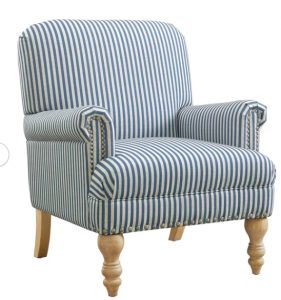 blue and white coastal chair armchair linen upholstery