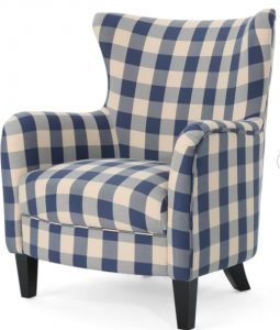 blue and white checkerboard chair wingback chair
