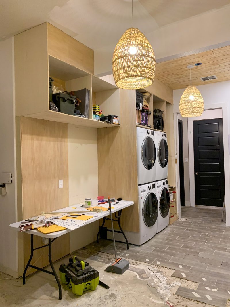 builtin laundry room cabinets