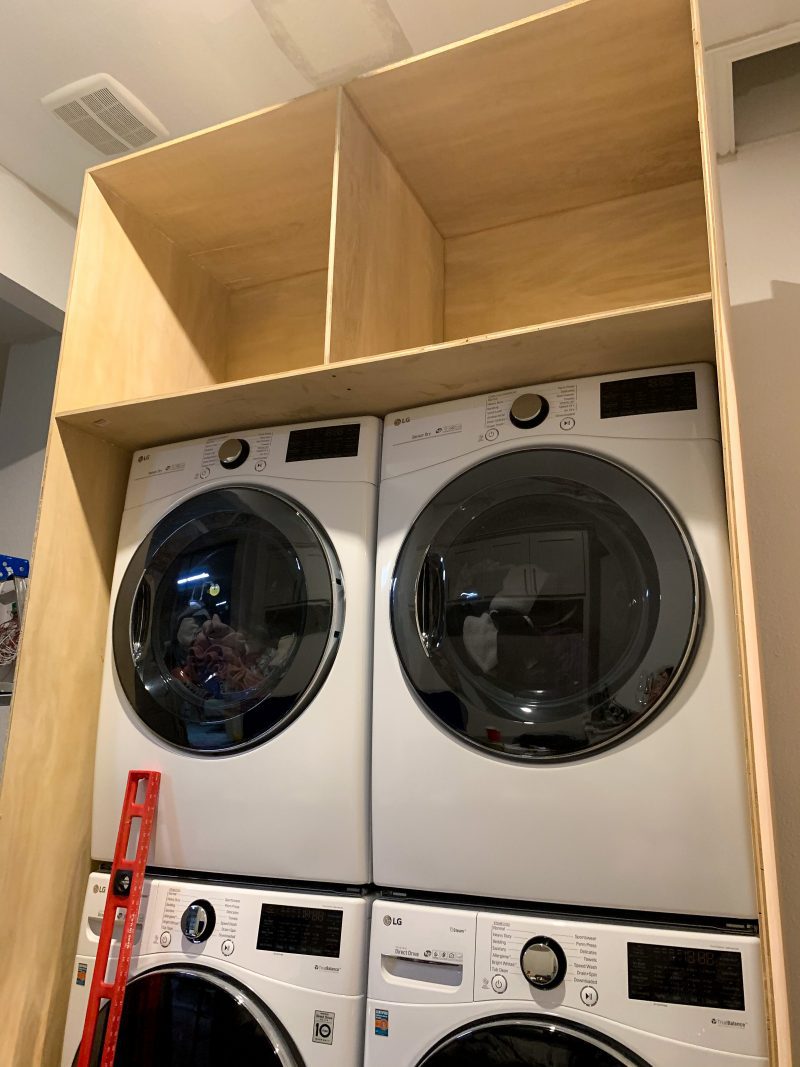DIY cabinets in laundry room