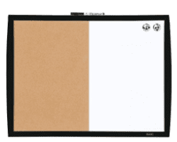 Combination Magnetic Whiteboard & Corkboard, 17" x 23", Combo White Board & Cork Board