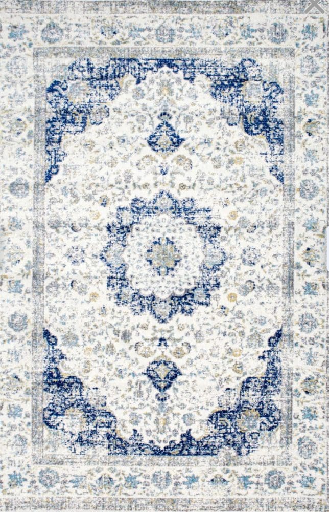 blue distressed rug