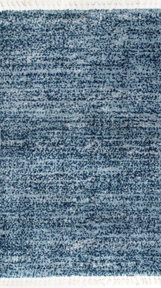 blue shag tassel rug