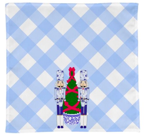 chinoiserie gingham nutcracker tea towel