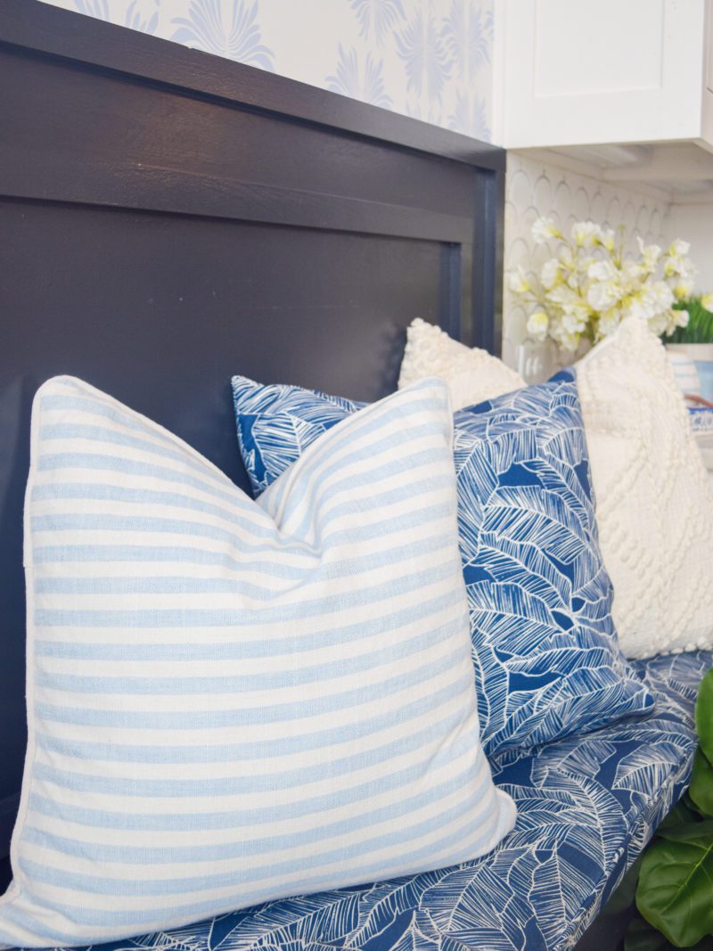 coastal blue and white pillows 