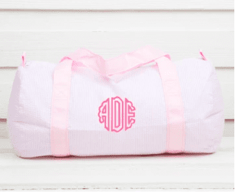 Girls Monogram Dance Bag in Pink Seesucker