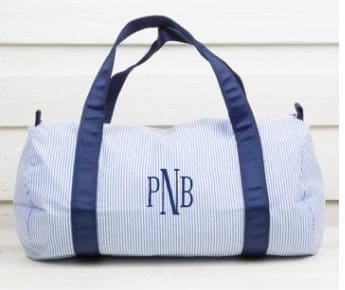 Monogram Sports Bag in Navy Blue Seesucker