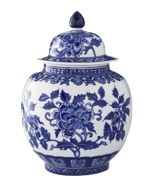 Chinoiserie white & blue ginger jars