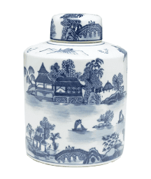 Chinoiserie white & blue ginger jars
