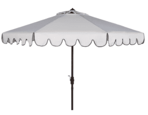 Single Scallop White Black Outdoor Patio Umbrella