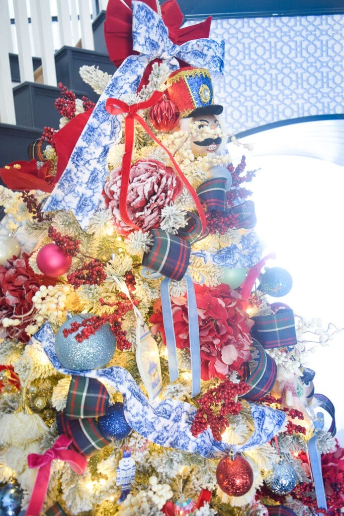 Chinoiserie Christmas Tree in Blue, Red, and Pink Uncover the secrets to styling a Chinoiserie Christmas tree in blue, red, and pink colors for a grand and sophisticated holiday display.